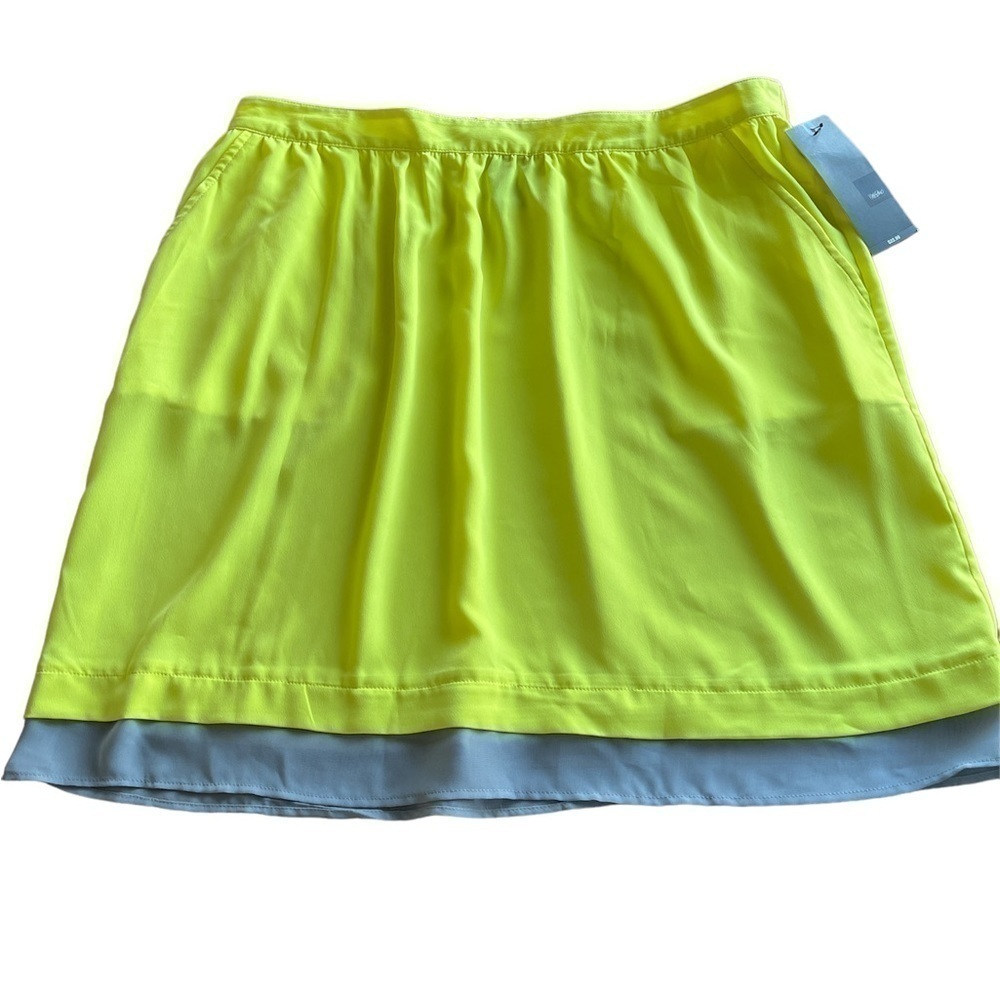 NWT Mossimo bright yellow a line skirt pockets elastic waist in back size large